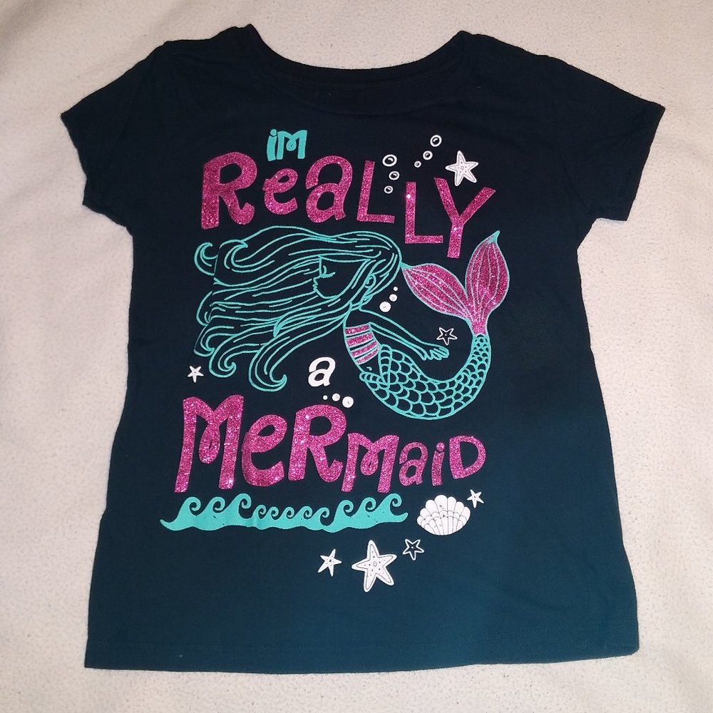 Girls I'm Really a Mermaid black T-Shirt 7 8